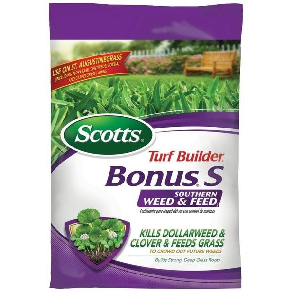 Scotts Turf Builder Bonus S Southern Weed and Feed Fertilizer, Granule, Fertilizer, BluePink Bag 33020